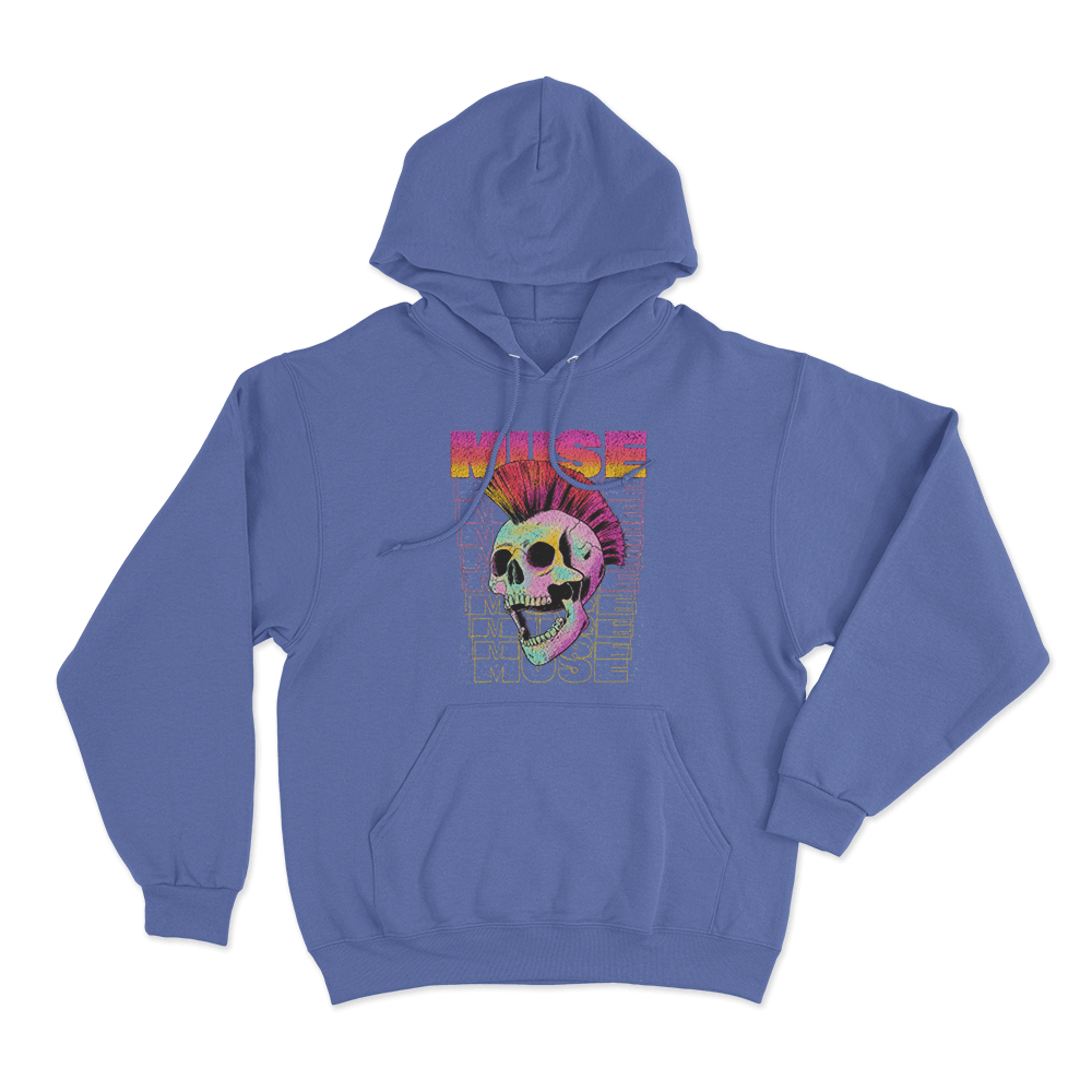 Mohawk Skull Unisex Hoodie Blue Mohawk Skull Unisex Hoodie Blue