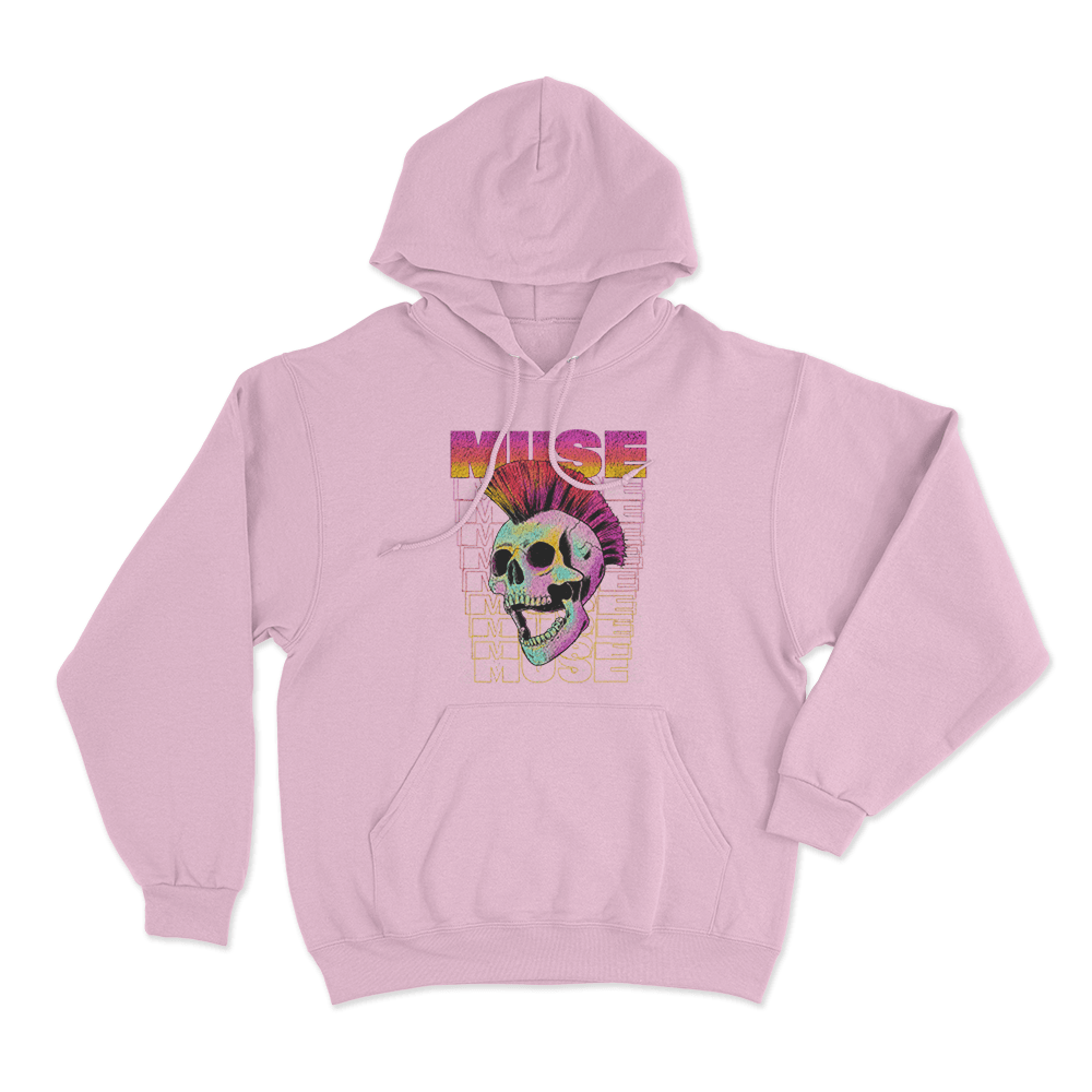 Mohawk Skull Unisex Hoodie Pink Mohawk Skull Unisex Hoodie Pink