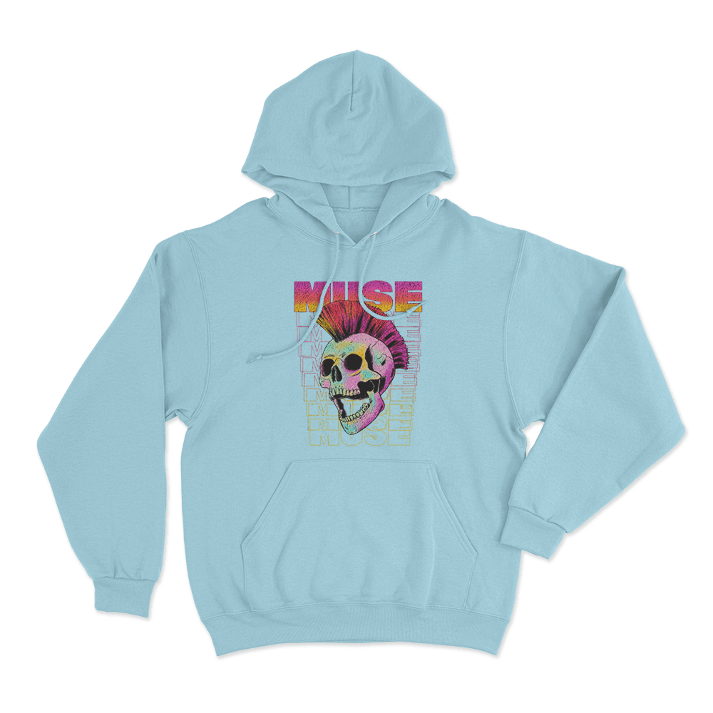 Mohawk Skull Unisex Hoodie Sky Blue Mohawk Skull Unisex Hoodie Sky Blue