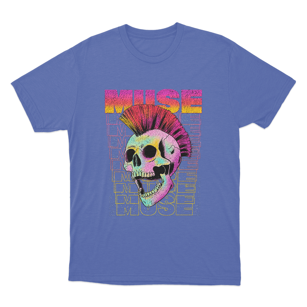 Mohawk Skull Unisex T Shirt Blue Mohawk Skull Unisex T Shirt Blue