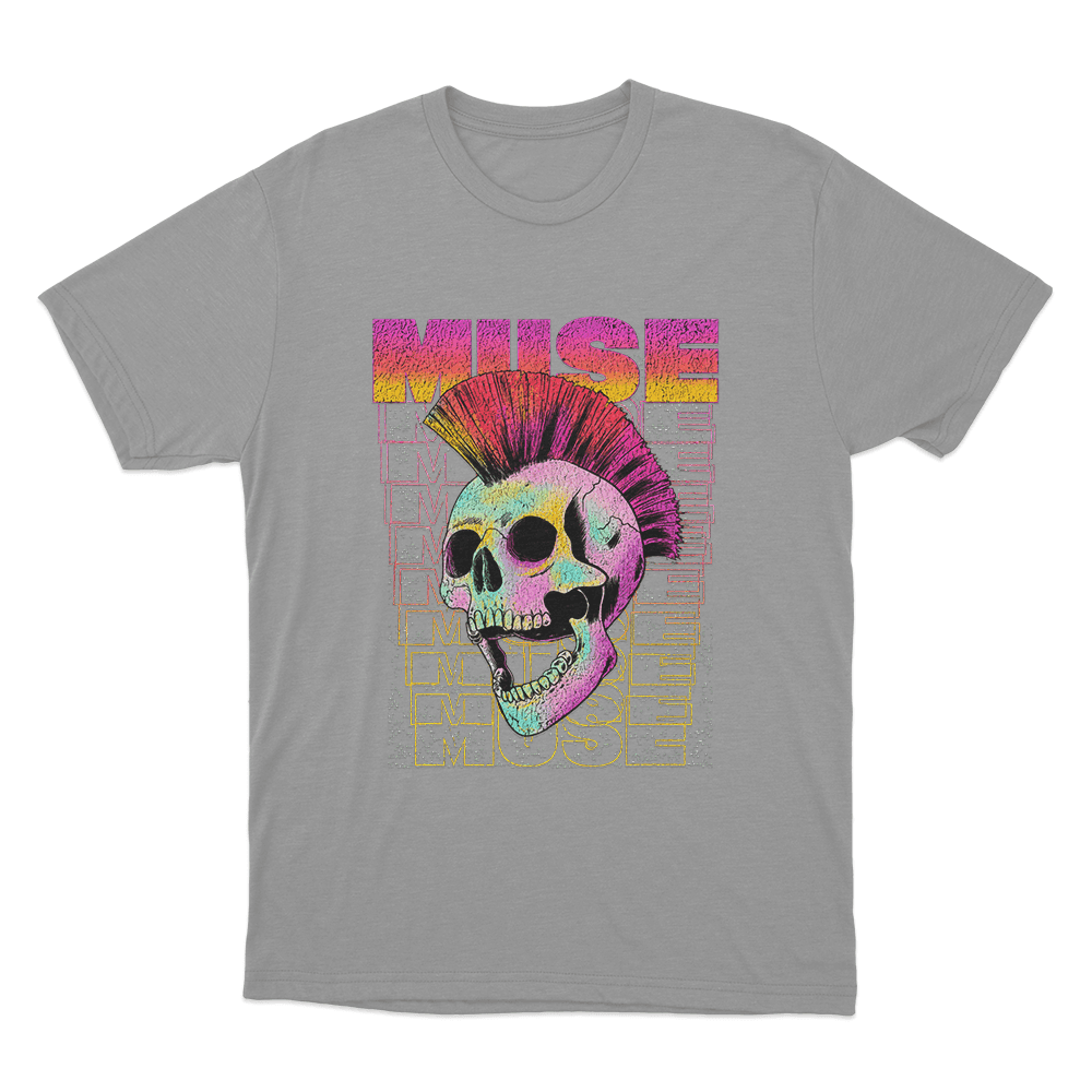 Mohawk Skull Unisex T Shirt Grey Mohawk Skull Unisex T Shirt Grey