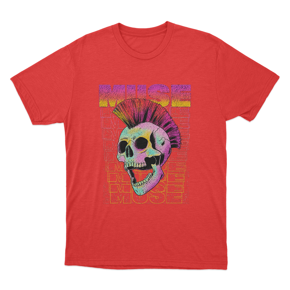 Mohawk Skull Unisex T Shirt Red Mohawk Skull Unisex T Shirt Red