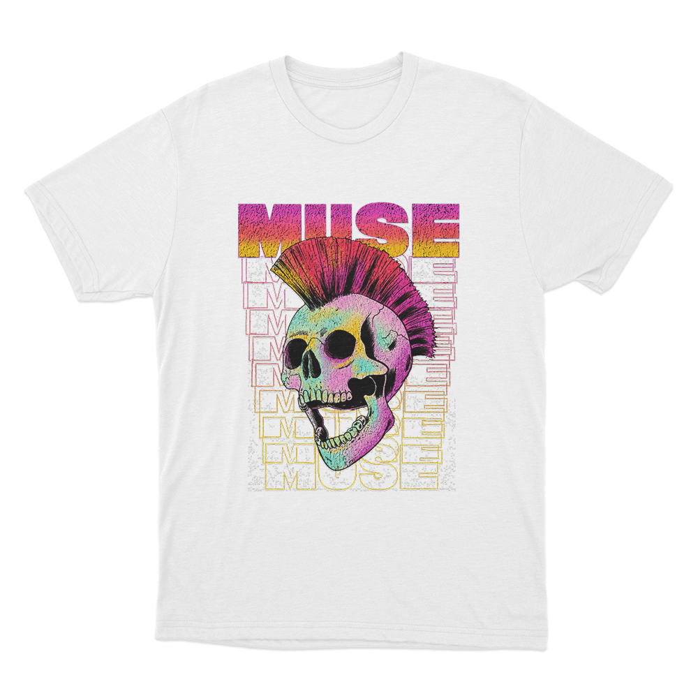 Mohawk Skull Unisex T Shirt White Mohawk Skull Unisex T Shirt White